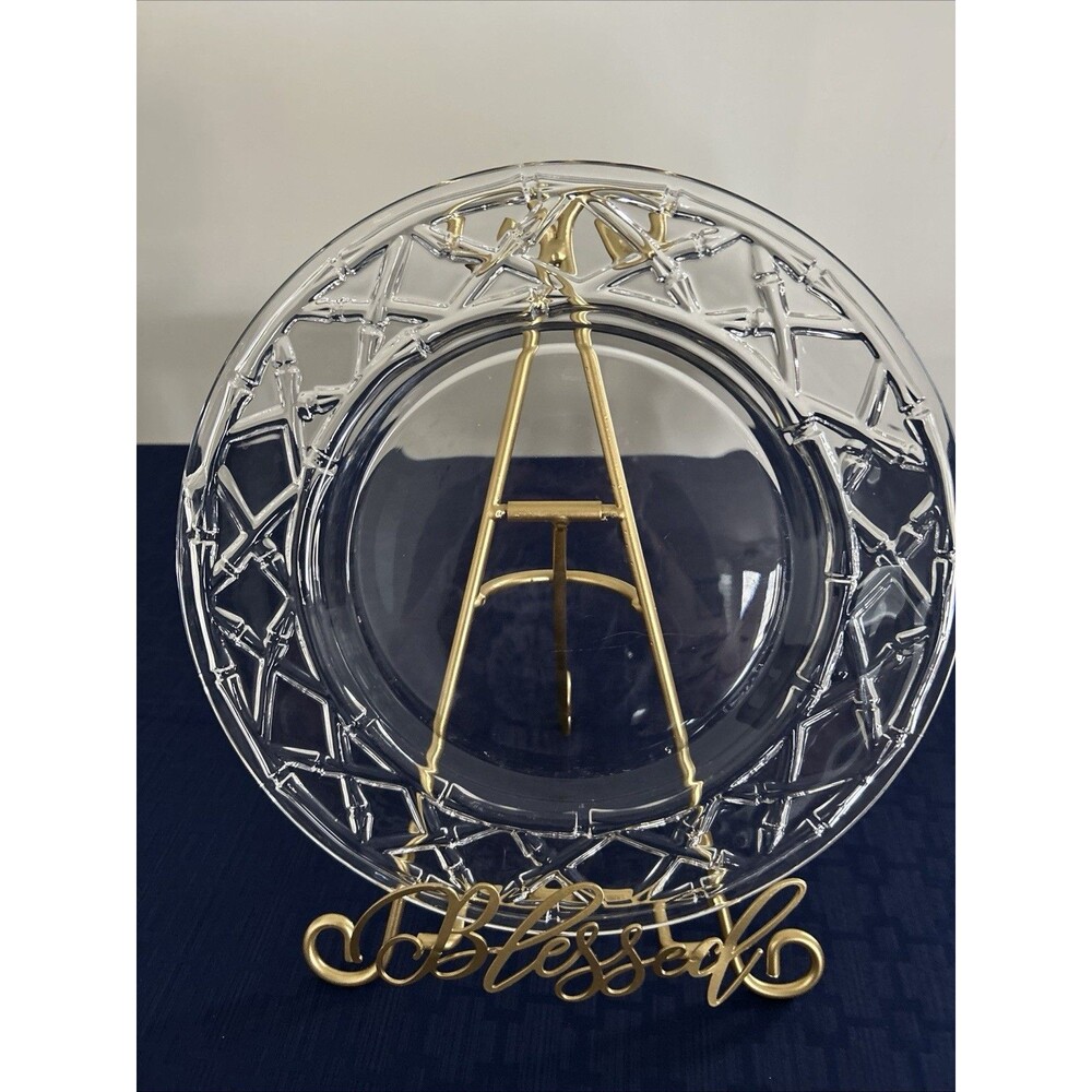 Tiffany & Co Crystal Bamboo Pattern 12 In Charger  Small Flaw Back See Pics